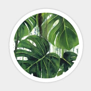 Abstract Monstera Leaves Painting 3 Sticker